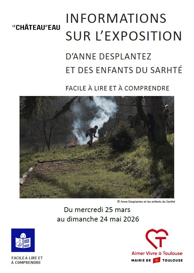 Photo de la première page du document de présentation de l'exposition en FALC (facile à lire et à comprendre) d'Anne Desplantez et les enfants du Sarthé